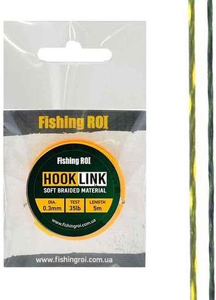 Поводочный материал 0,25мм 5м hard 30lb зеленый-белый/желтый 75-00-0008 тм fishing roi