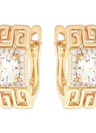Серьги английская застежка позолота 18k «розированный узор с фианитами» 268864 тм xuping