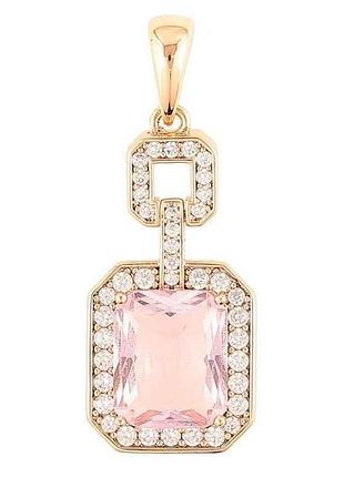 Кулон позолота 18k «фигурная подвеска с розовым фианитом и цирконом» для цепочки до 6мм (262212) тм xuping