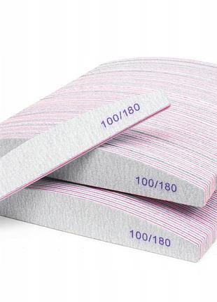 100 шт. пилка для нігтів човник зебра 100/180