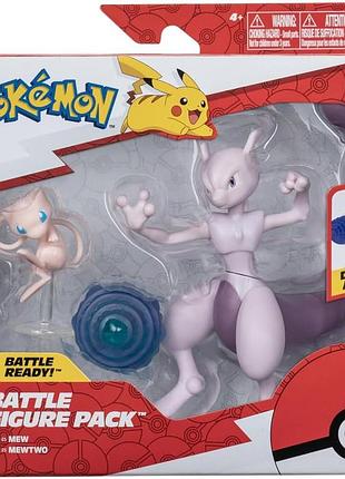 Pokemon фігурки 2-pack mew & mewtwo – 5 та 10 см офіційна ліцензійна іграшка 2023