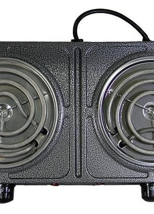 Электроплита настольная domotec ms-5802 серая 2x1000w