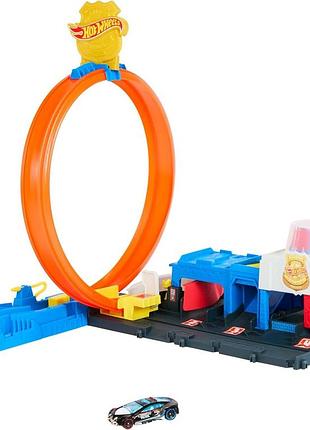 Hot wheels city поліцейський відділок супер петля ігровий набір гоночна траса металевий автомобіль 1:64 та петля ралі jbm71