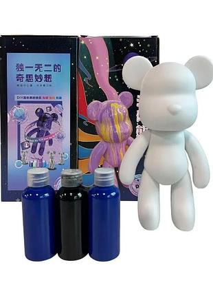 Флюидный мишка fluid bear, 33 см с красками, мишка для раскраски