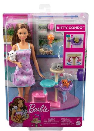 Іграшка barbie zabawa z kotkami котяча вежа лялька та тваринки