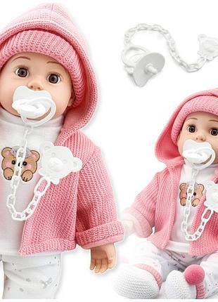 Лялька kinderplay bobas 41 см інтерактивна м'яка реалістична говорить велика