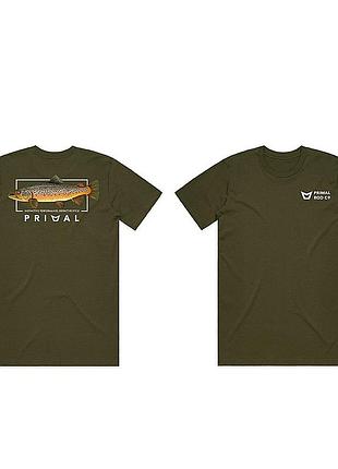 Cтильная мужская футболка рыболова primal artist tee brown trout olive 2xl (prh-pat-bto-2xl)