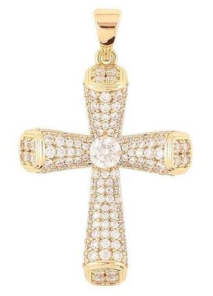 Кулон позолота 18k крест с инкрустацией цирконом» для цепочки до 7мм (262380) тм xuping