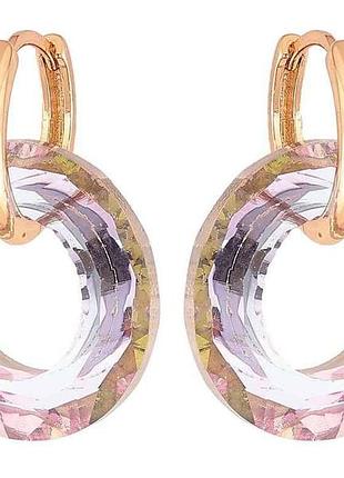 Серьги подвески на кольцах позолота 18k «кришталловые колечки» 2 в 1 287208 тм xuping