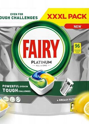 Fairy platinum all in one лимонні капсули для посудомийної машини 96 шт.
