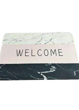 Коврик для ванной комнаты и туалета welcome влаговпитывающий 60х40 см, антиковзный коврик для душевой.