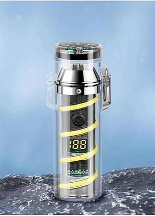Електроімпульсна запальничка 229 дугова usb запальничка з ліхтариком та компасом чорна