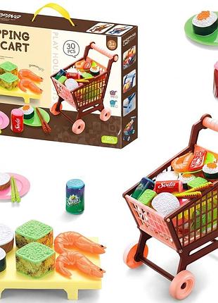 Тележка игрушечная с набором продуктов, 30 предметов