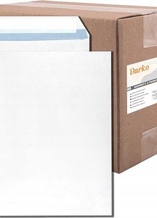 Конверти c4 для листів офісні білі hk 250 штук darko самоклеючі 229x324 мм