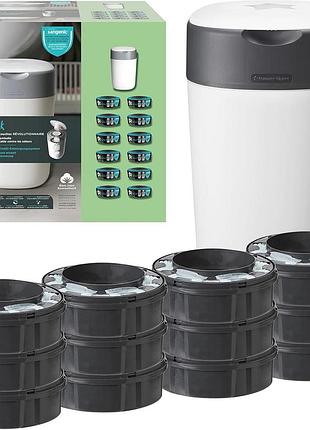 Tommee tippee 85100501 кошик для підгузків з вкладками білий/чорний 12 вкладок
