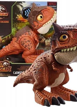 "jurassic world карнотавр торо дино-гризун динозавр для гри фігурка зі звуком маттель hby84"