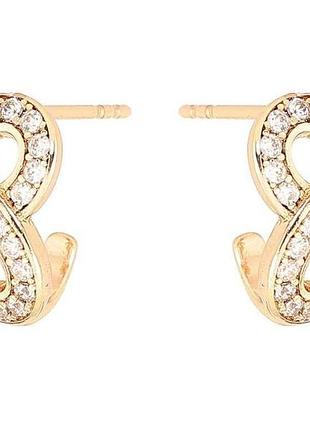 Серьги пусеты позолота 18k «восьмерки с кристаллами» 285853 тм xuping