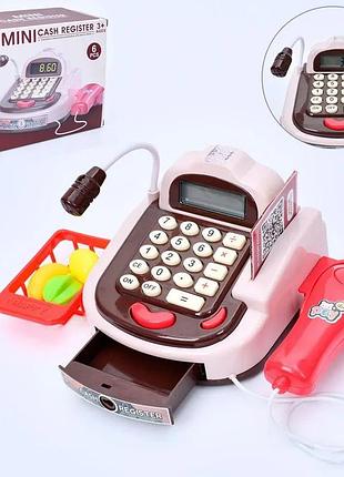 Дитяча іграшка касовий апарат 6828a калькулятор, сканер, продукти, світло, бат, корр., 20-16,5-11 см