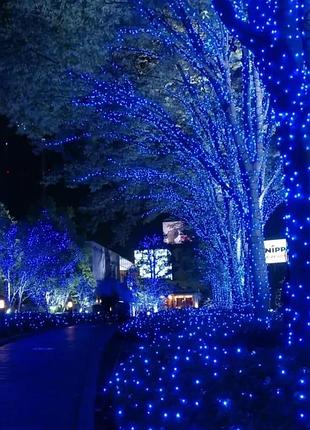 Вулична гірлянда 800 led-діодів 50 метрів (синій колір,зелений дріт) 800lblue