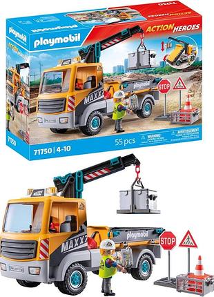 Playmobil action heroes будівельна вантажівка з краном іграшка для дітей від 4 років будівельний набір 71750