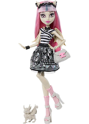 Monster high rochelle goyle лялька колекційна підставка щоденник і грифон roux іграшка для дітей 6+ фанатів і колекціонерів jhk57