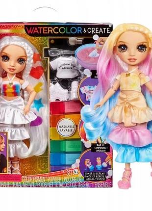 Лялька rainbow high watercolor & create для розмальовування коричневі очі