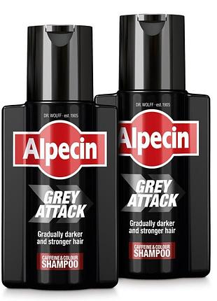 Шампунь alpecin grey attack чоловічий кольоровий проти сивини 2x200 мл