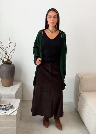 Вельветова спідниця жіноча чорний шоколад art knit
