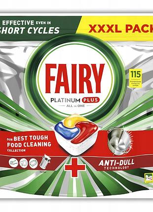 Капсули для посудомийної машини fairy platinum plus all in one лимон 115 шт. таблетки