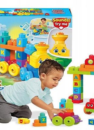 Mega bloks набір кубиків "поїзд abc" зі звуком перші кубики для немовляти +12 місяців