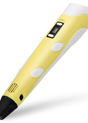 3d ручка c lcd дисплеем пластиком для рисования pen 2 yellow
