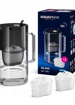 Фільтруючий кувшин aquaphor glass чорний + 2 картриджі maxfor+