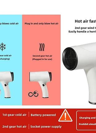 Фен для волос portable hair dryer, 2600 mah беспроводной, белый (phd32)