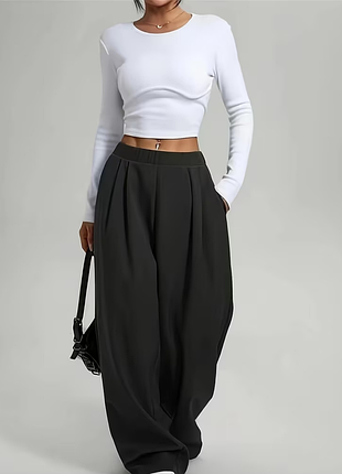 Широкие черные брюки shein