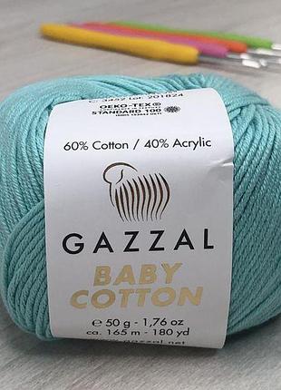 Пряжа gazzal – baby cotton колір 3452 бірюзовий