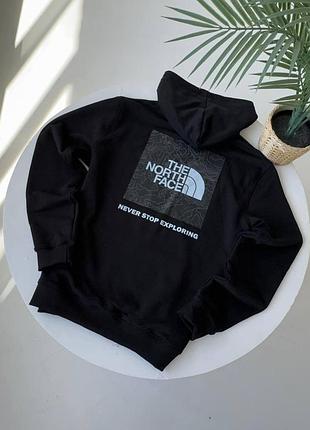 Мужское зимнее худи the north face черное кофта зе норт фейс с капюшоном на микрофлисе l (b)