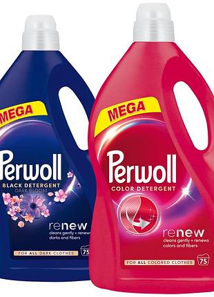Perwoll renew black color рідкий пральний засіб для чорного кольору 2x3,75л 150 прань темних