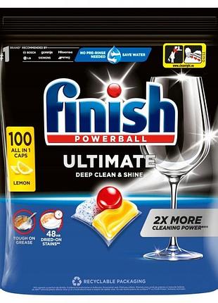 Капсули для посудомийної машини finish ultimate all in 1 caps lemon 100 штук
