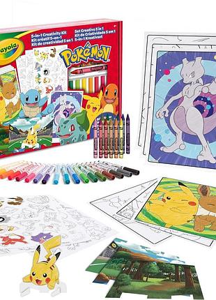Crayola набір для творчого малювання pokemon 5 в 1 з розмальовками маркерами олівцями наклейками 60 елементів подарунок для дітей