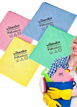 Набір з 2 штук ганчірки vileda magiczne ścierki pva micro professional оригінальні для скла