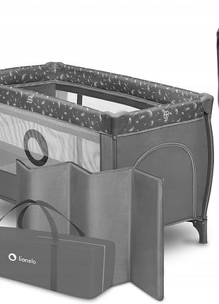 Дитяче ліжечко lionelo stefi plus двоярусне сірий білий + матрац