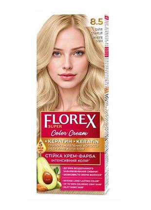 Крем-краска для волос кератин 8.5 белое солнце тм florex
