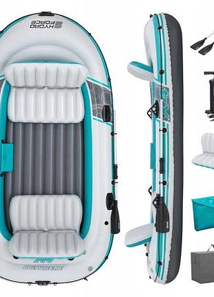 Надувний човен bestway adventure elite x4 туристичний з насосом і веслами 65158