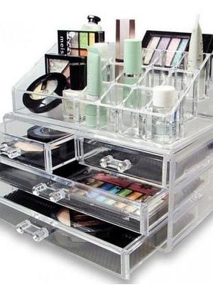 Уценка! есть трещины на корпусе. oрганайзер для косметики cosmetic storage box (акриловый) 4 drawer
