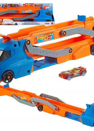 Hot wheels транспортер для 9 авто 2в1 вантажівка трек автомобільний катапульта