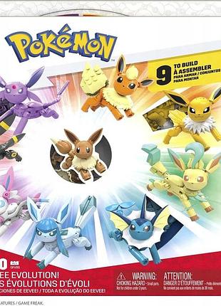 Фігурки для складання mattel mega construx pokemon eevee evolution 470 елементів блоки gfv85 кожних 9 фігурок