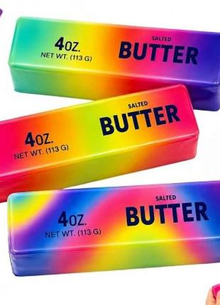 Сквиш-антистресс butter squishy радужное масло 24х7 см