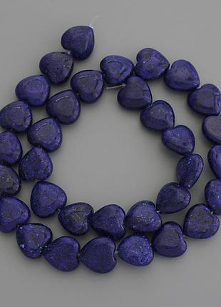 Бусини лазурит серце 12х12мм+- на волосіні l-37см+-