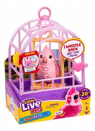 Little live pets мій справжній птах та клітка розі чірікаючий пташок клітка 26692