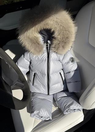 Зимовий комбінезон для хлопчиків glamour kids сірий з хутром 92-98